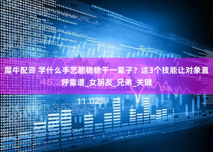 犀牛配资 学什么手艺能稳稳干一辈子？这3个技能让对象直呼靠谱_女朋友_兄弟_关键