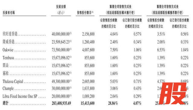 琻捷电子基石投资者认购情况明细表格